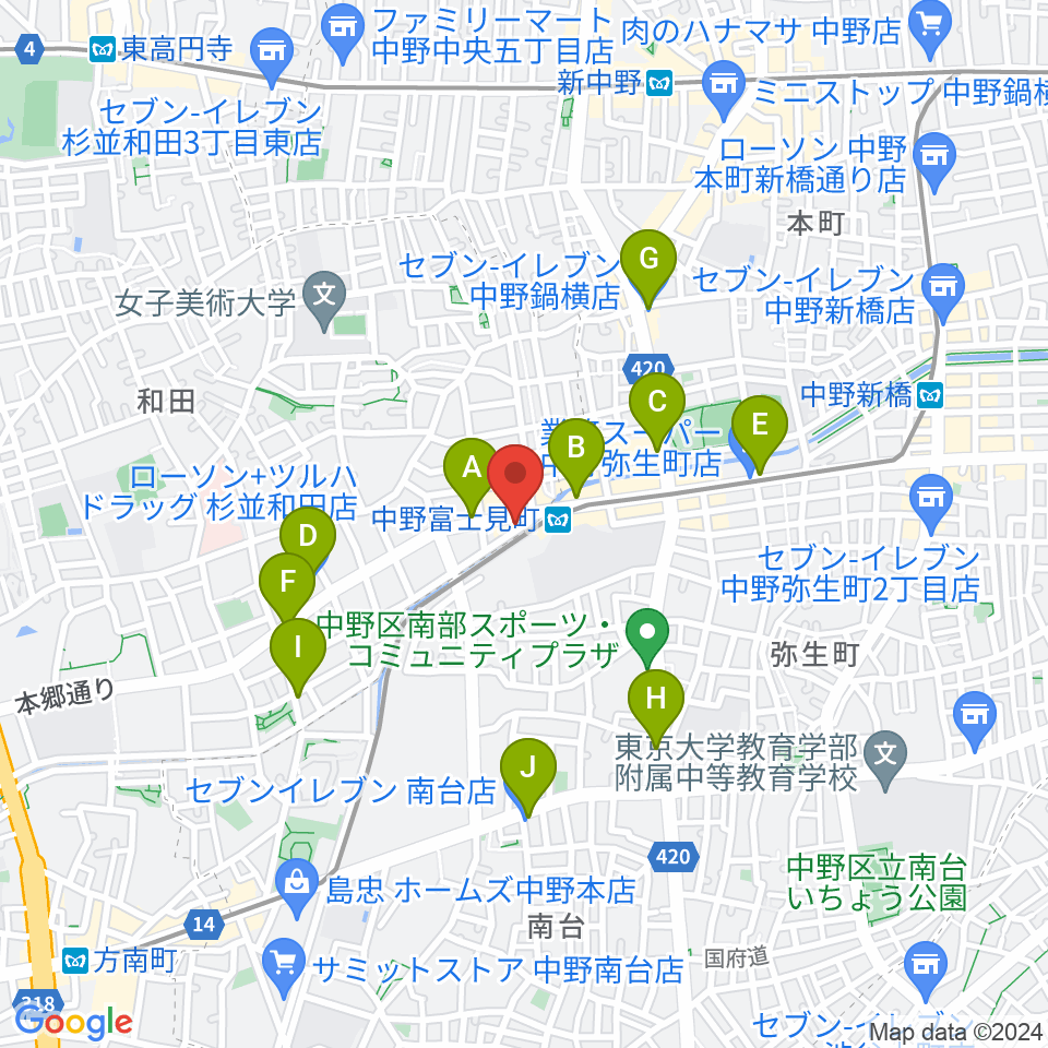 SG STUDIO周辺のコンビニエンスストア一覧地図