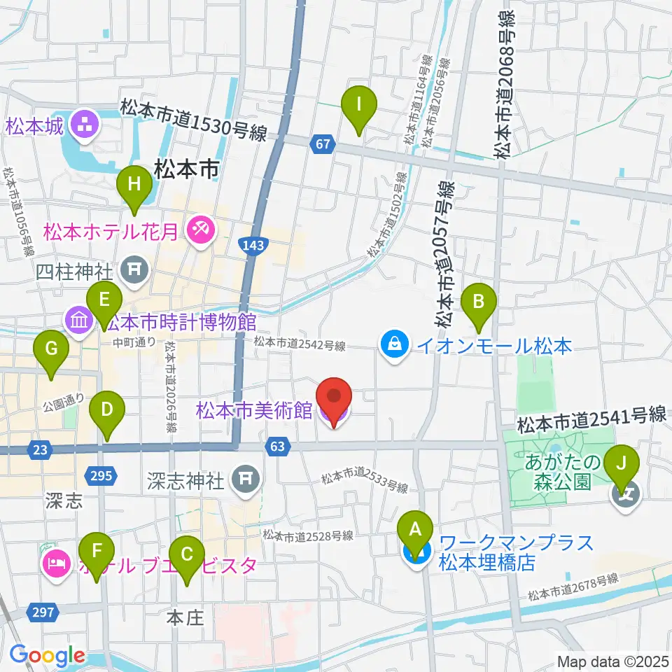 松本市美術館周辺のコンビニエンスストア一覧地図