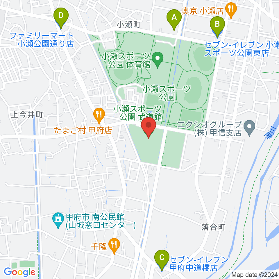 小瀬スポーツ公園武道館周辺のコンビニエンスストア一覧地図
