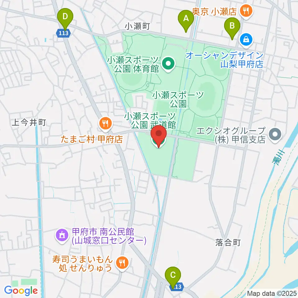 小瀬スポーツ公園武道館周辺のコンビニエンスストア一覧地図