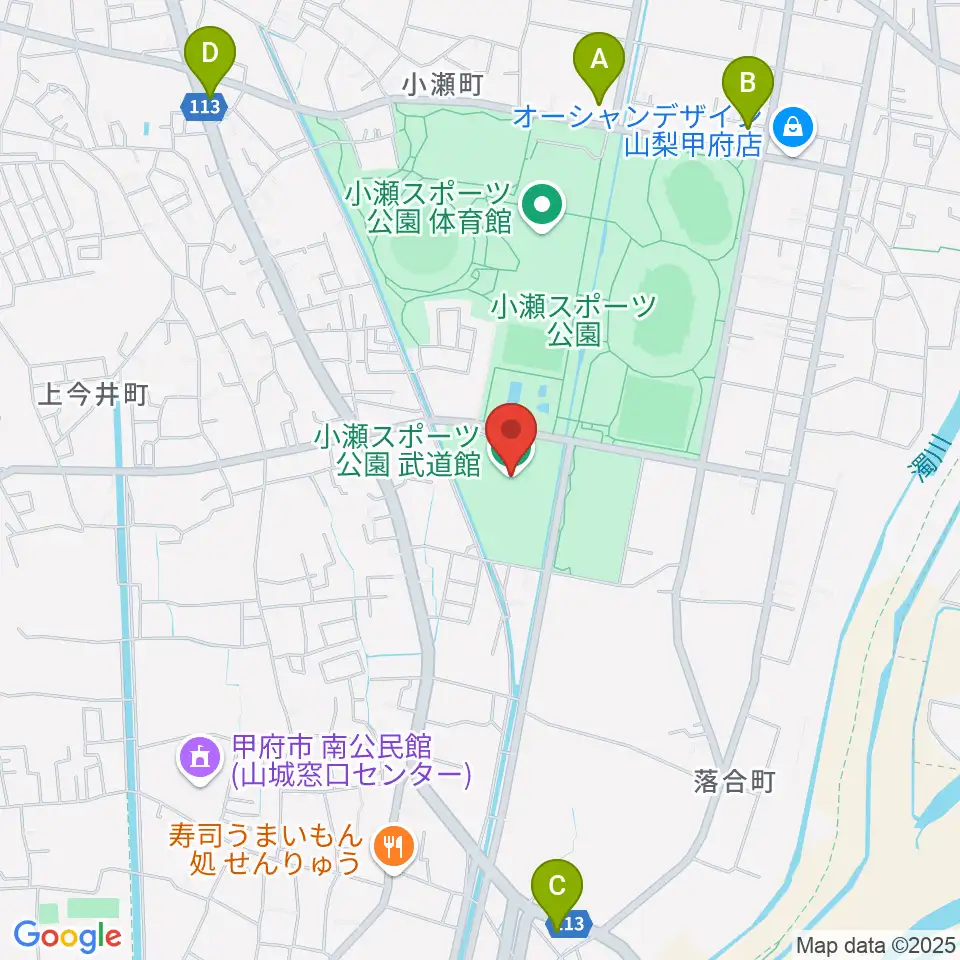 小瀬スポーツ公園武道館周辺のコンビニエンスストア一覧地図