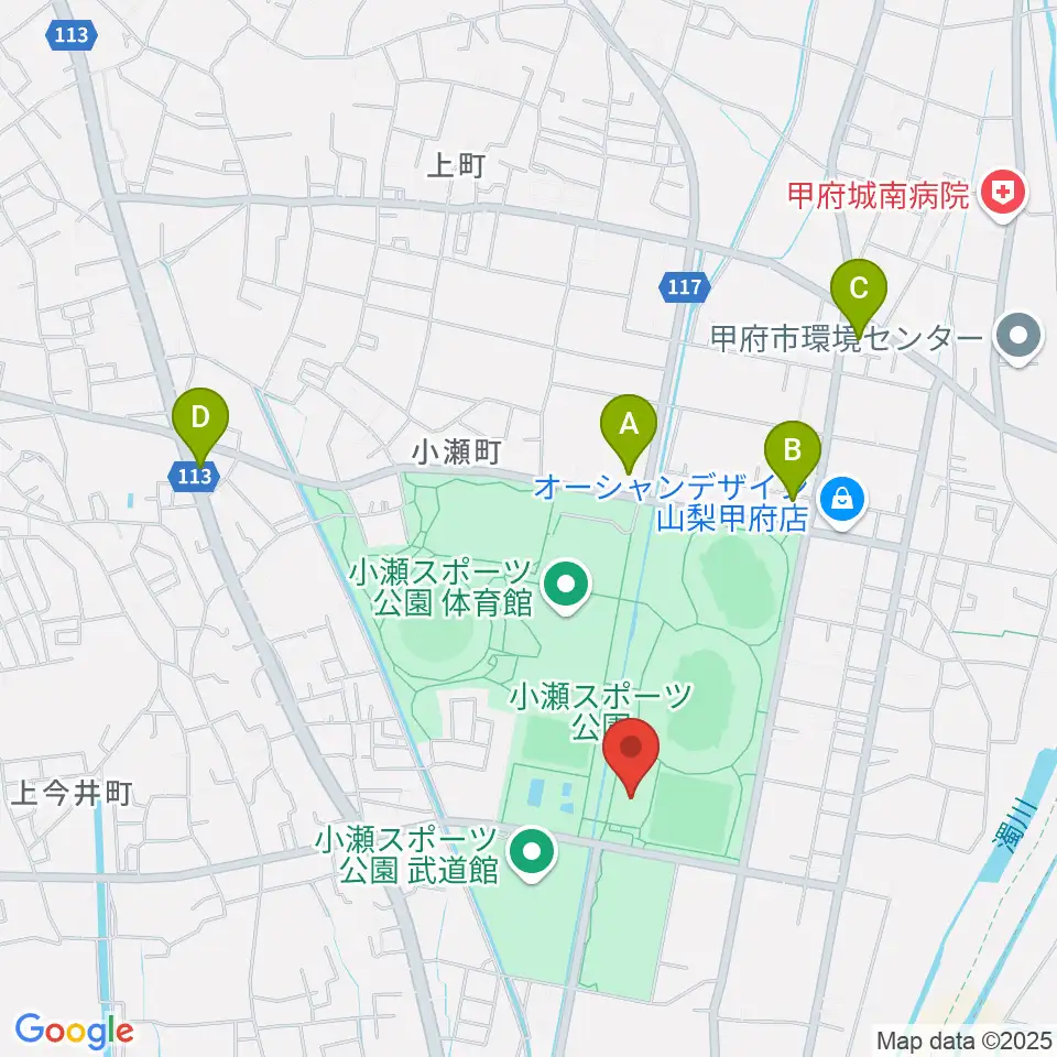 小瀬スポーツ公園アイスアリーナ周辺のコンビニエンスストア一覧地図