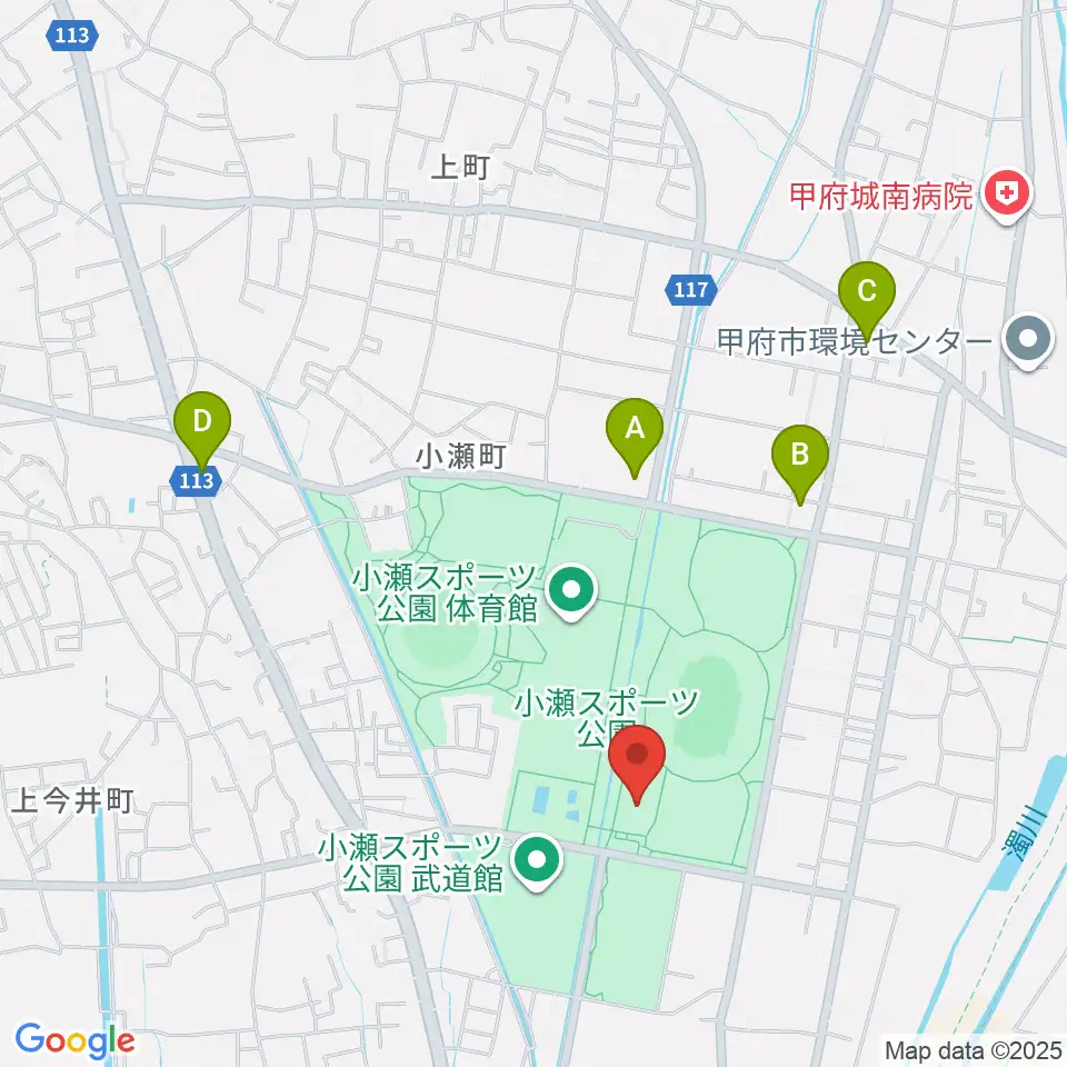 小瀬スポーツ公園アイスアリーナ周辺のコンビニエンスストア一覧地図