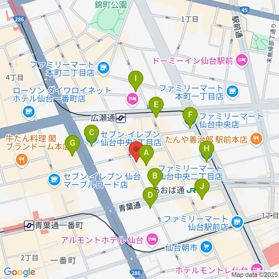 誰も知らない劇場周辺のコンビニエンスストア一覧地図