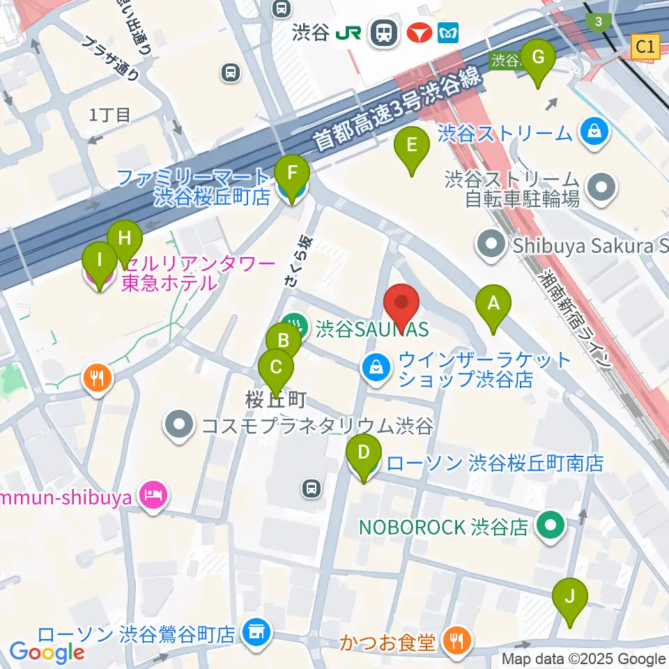 渋谷ホール＆スタジオ周辺のコンビニエンスストア一覧地図