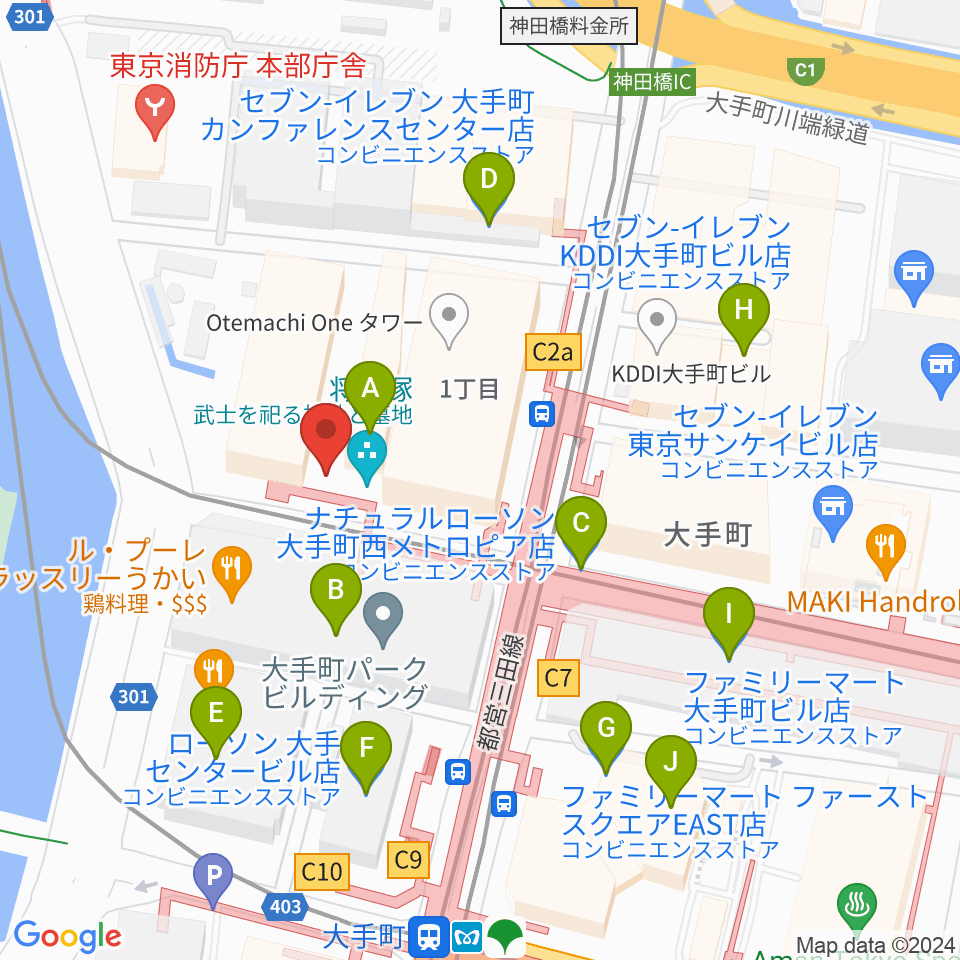 大手町三井ホール周辺のコンビニエンスストア一覧地図