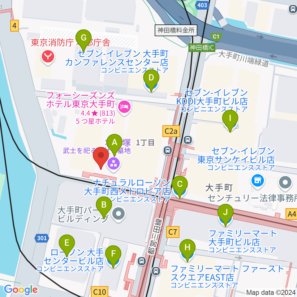 大手町三井ホール周辺のコンビニエンスストア一覧地図