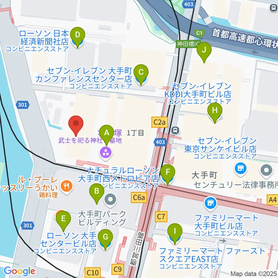 大手町三井ホール周辺のコンビニエンスストア一覧地図