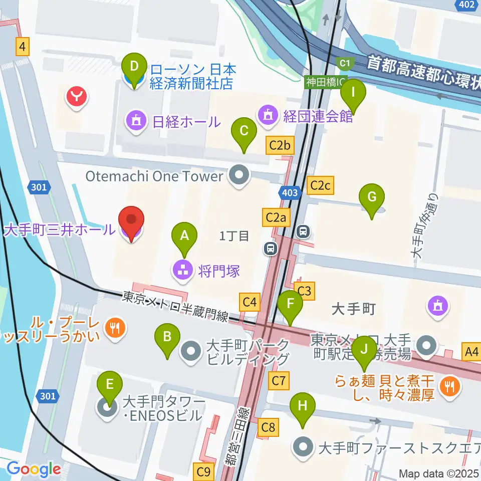 大手町三井ホール周辺のコンビニエンスストア一覧地図