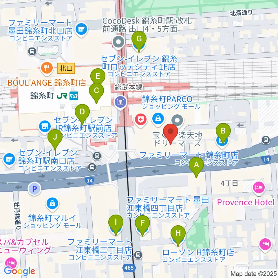 島村楽器 錦糸町パルコ店周辺のコンビニエンスストア一覧地図