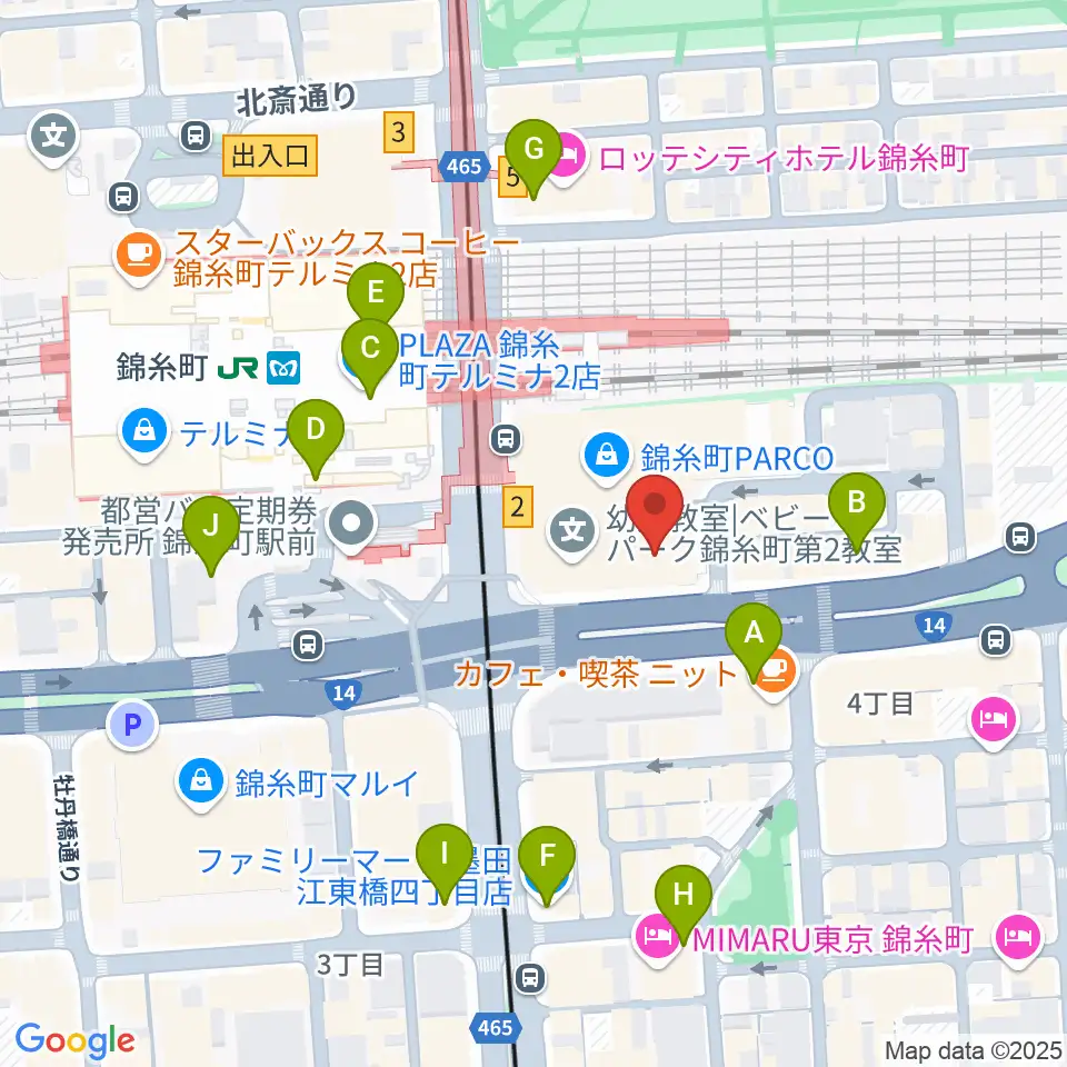島村楽器 錦糸町パルコ店周辺のコンビニエンスストア一覧地図