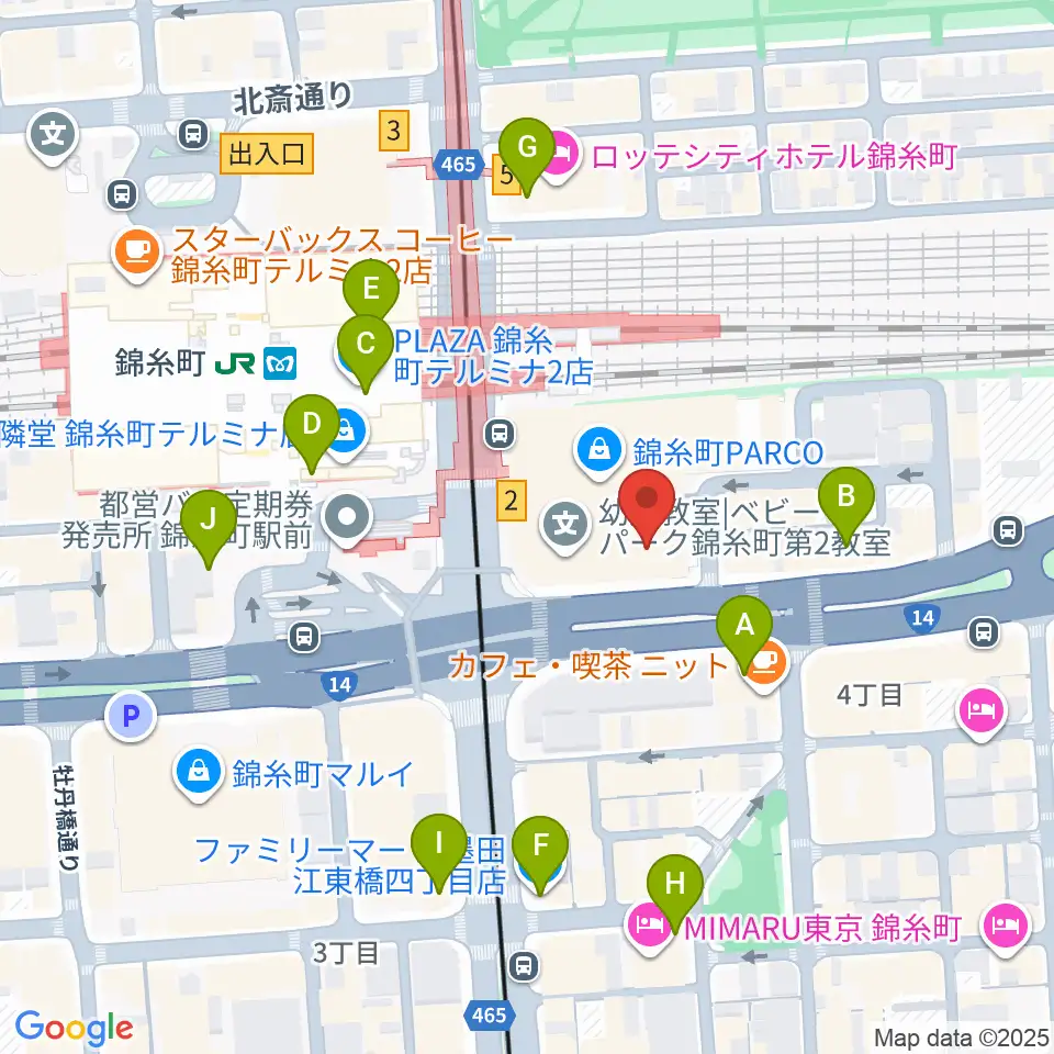島村楽器 錦糸町パルコ店周辺のコンビニエンスストア一覧地図