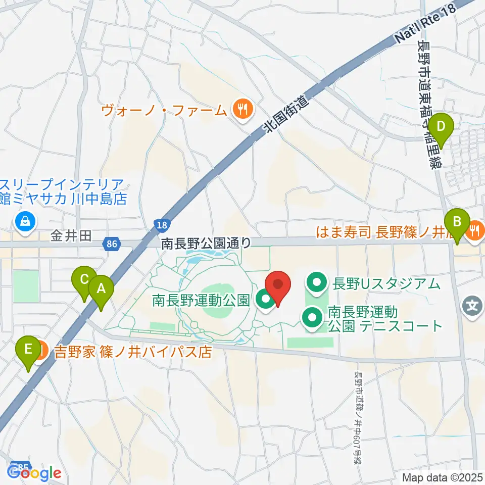 南長野運動公園体育館周辺のコンビニエンスストア一覧地図