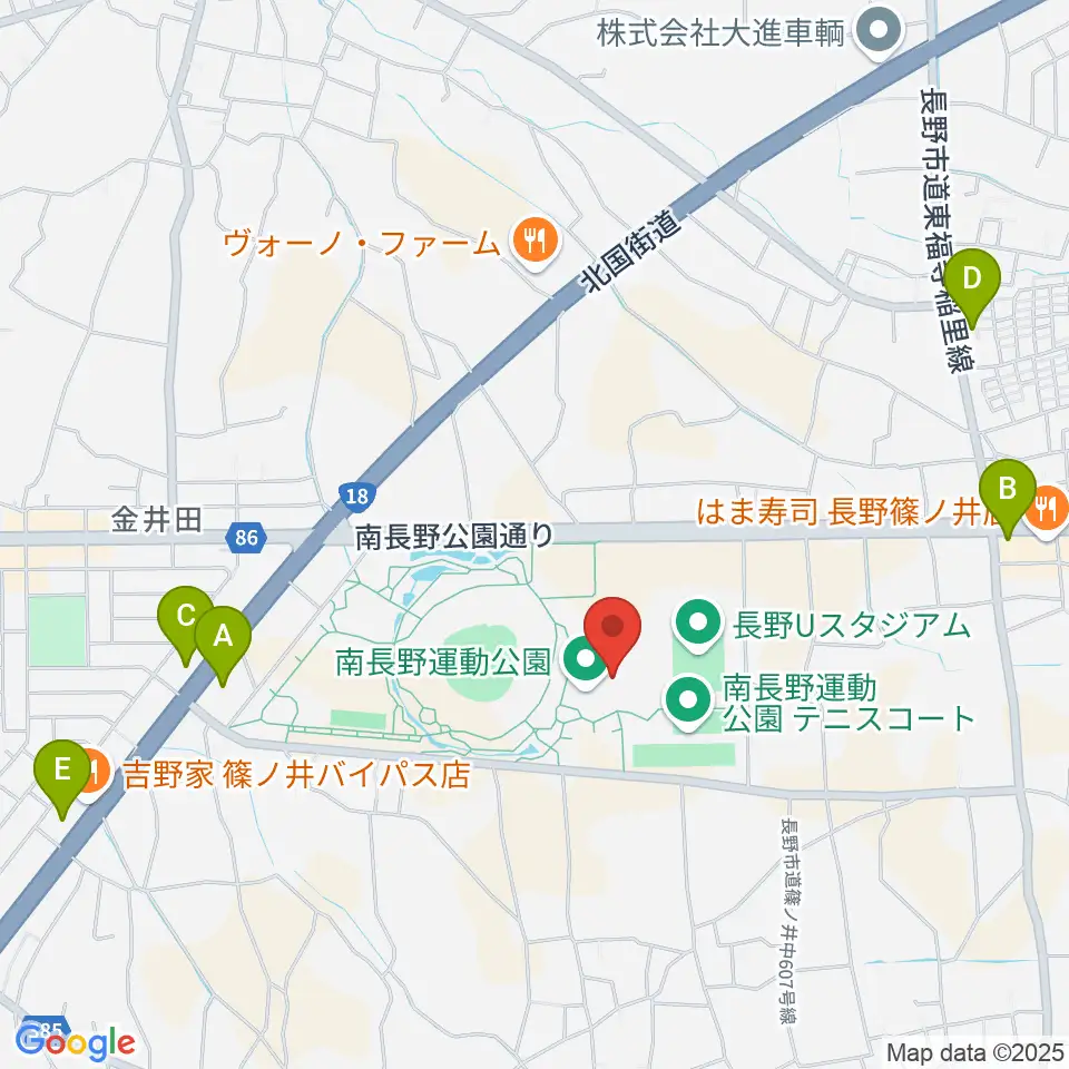南長野運動公園体育館周辺のコンビニエンスストア一覧地図