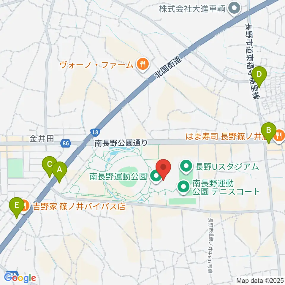 南長野運動公園体育館周辺のコンビニエンスストア一覧地図