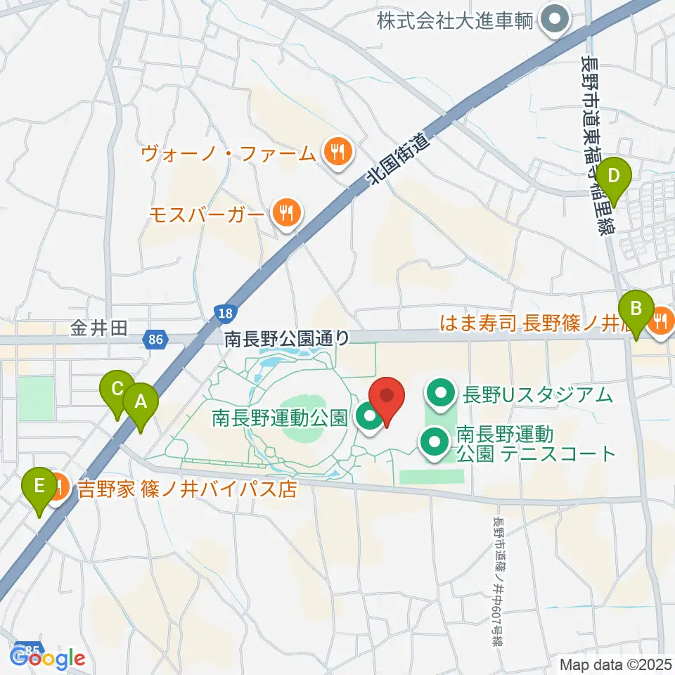 南長野運動公園体育館周辺のコンビニエンスストア一覧地図