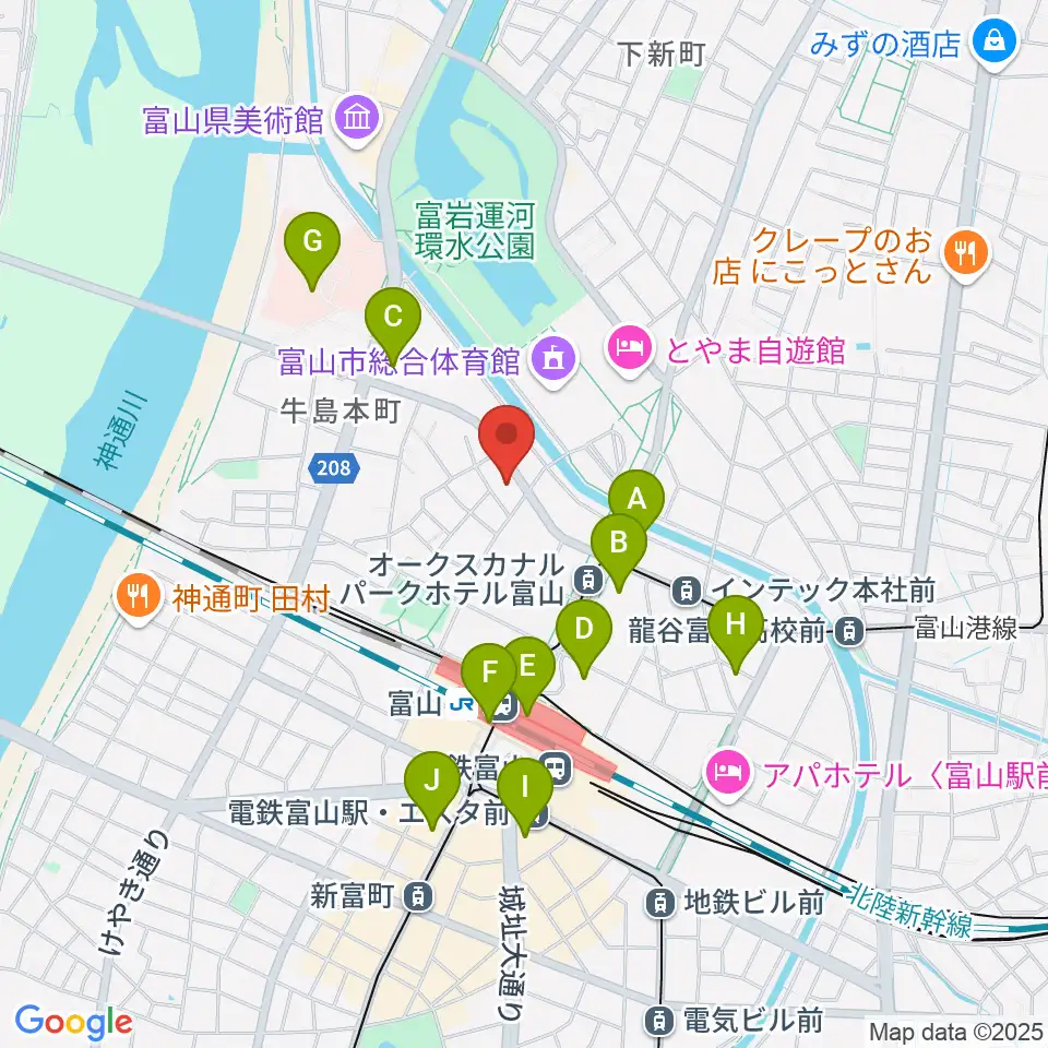 県営富山武道館周辺のコンビニエンスストア一覧地図