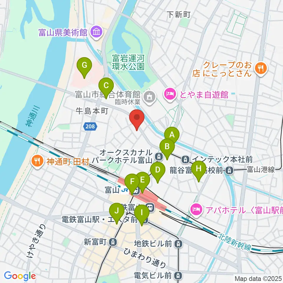 県営富山武道館周辺のコンビニエンスストア一覧地図
