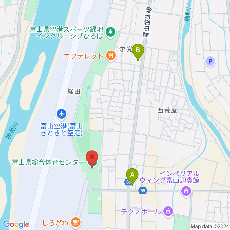 富山県総合体育センター周辺のコンビニエンスストア一覧地図