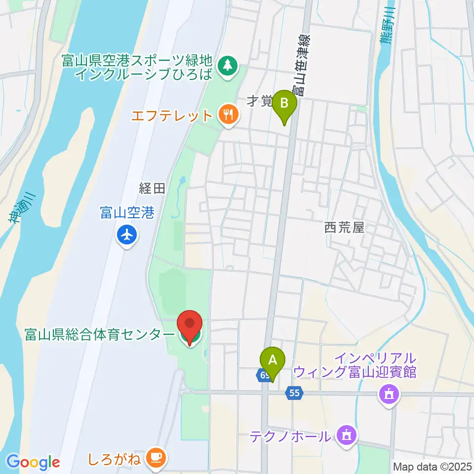 富山県総合体育センター周辺のコンビニエンスストア一覧地図