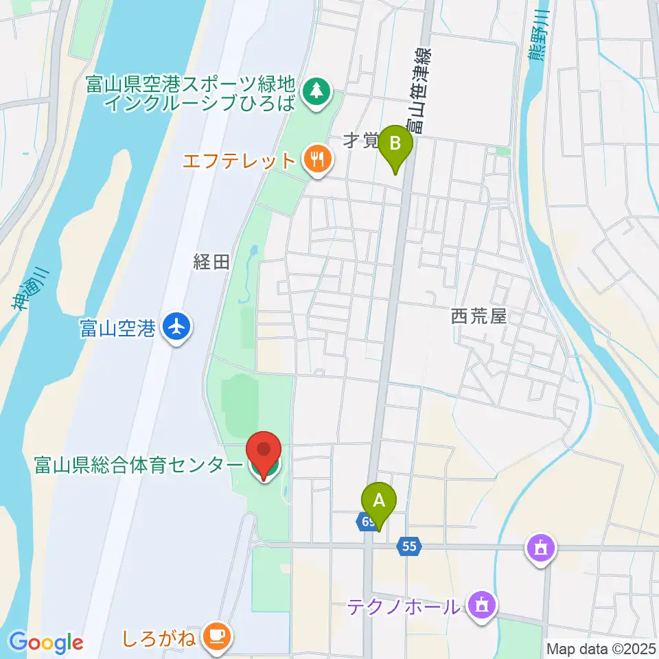 富山県総合体育センター周辺のコンビニエンスストア一覧地図