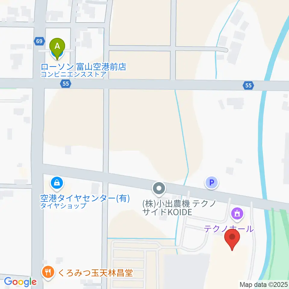 富山テクノホール周辺のコンビニエンスストア一覧地図