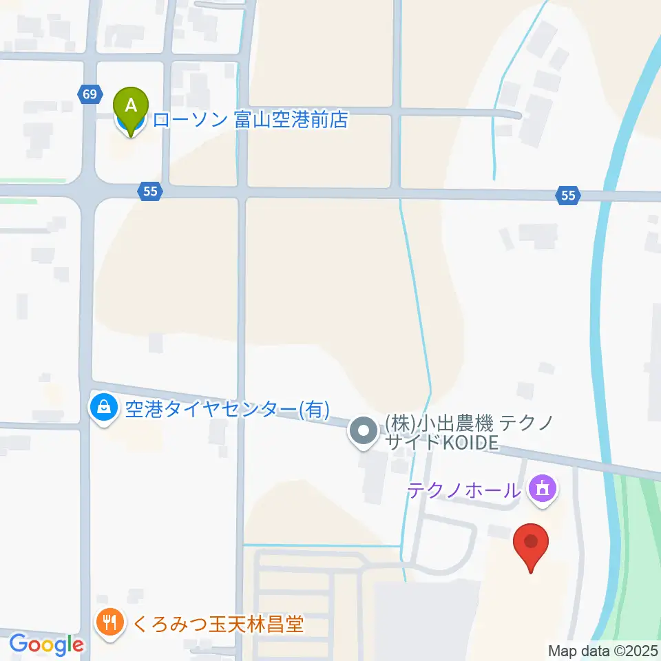 富山テクノホール周辺のコンビニエンスストア一覧地図
