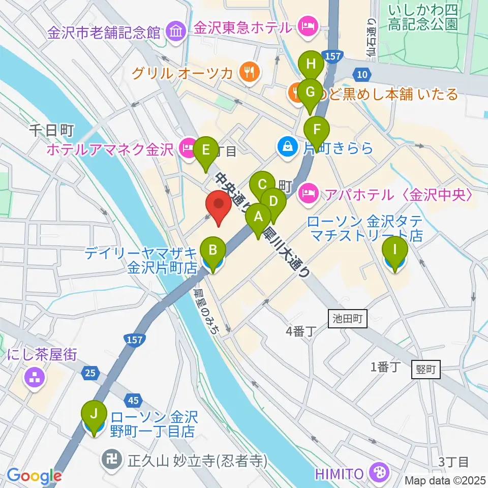 片町ash周辺のコンビニエンスストア一覧地図