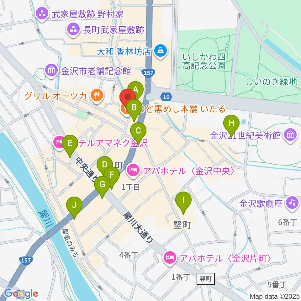 金沢MINSHIA周辺のコンビニエンスストア一覧地図