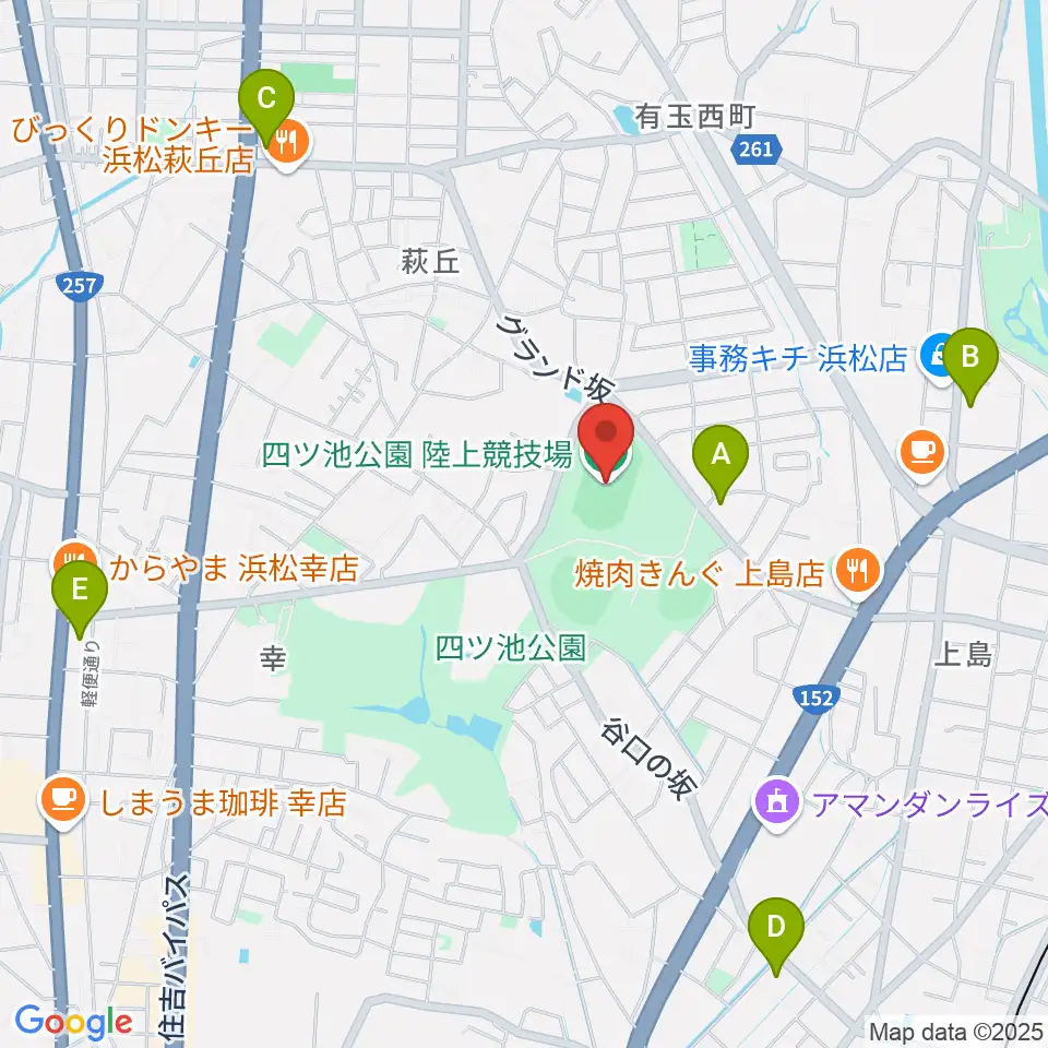四ツ池公園陸上競技場周辺のコンビニエンスストア一覧地図