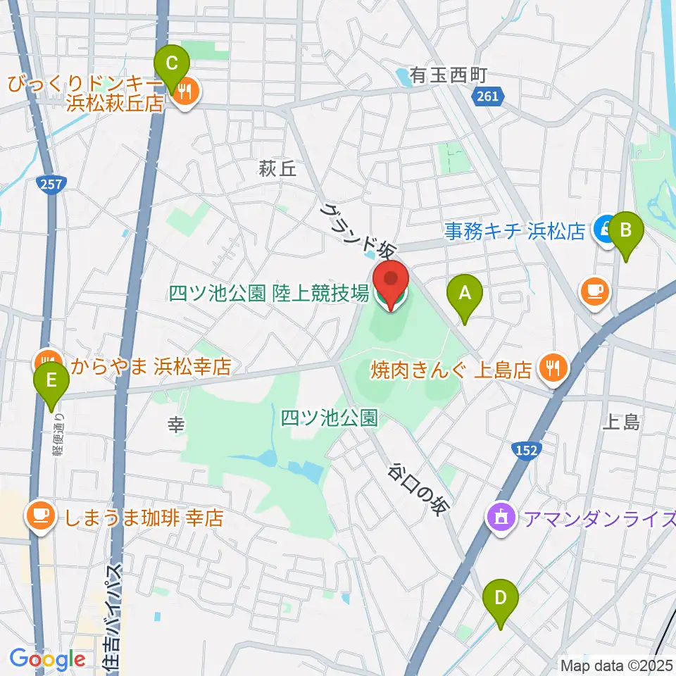 四ツ池公園陸上競技場周辺のコンビニエンスストア一覧地図