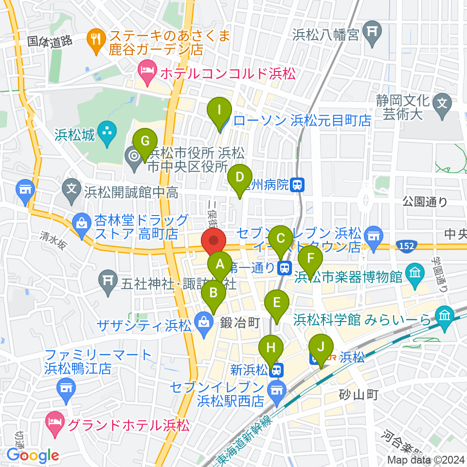 浜松シネマイーラ周辺のコンビニエンスストア一覧地図