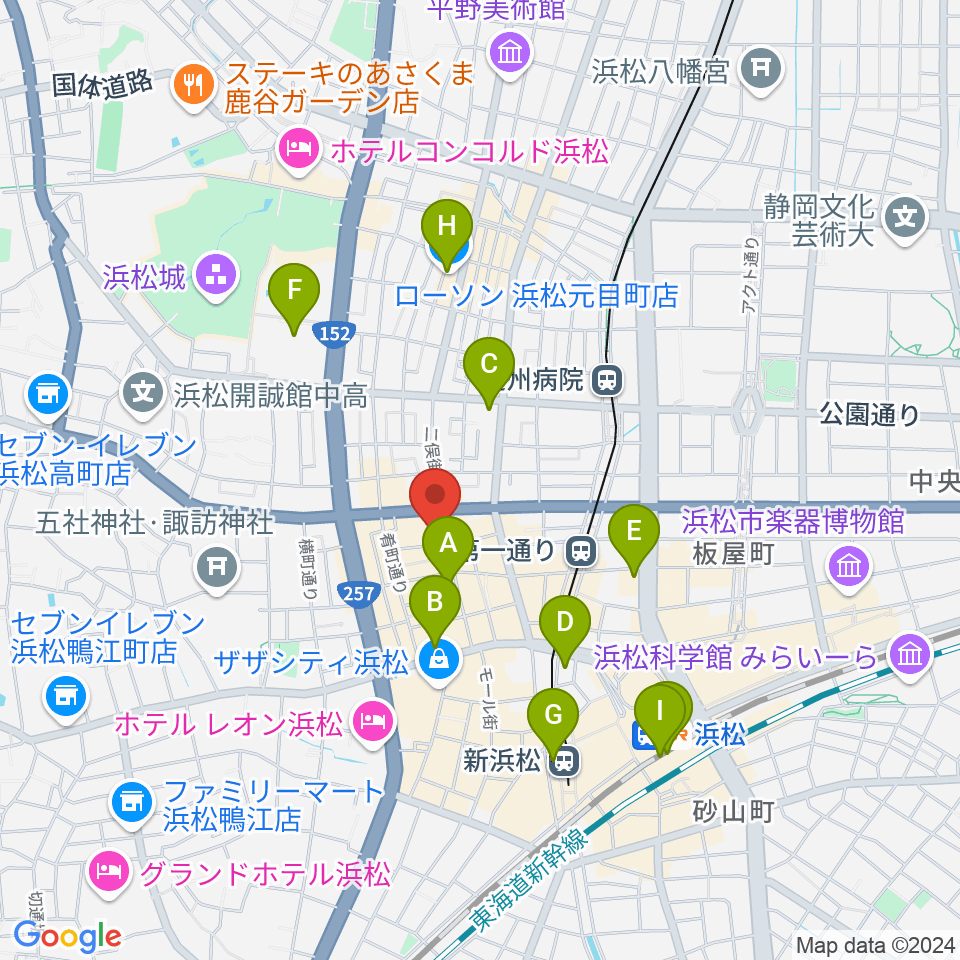 浜松シネマイーラ周辺のコンビニエンスストア一覧地図