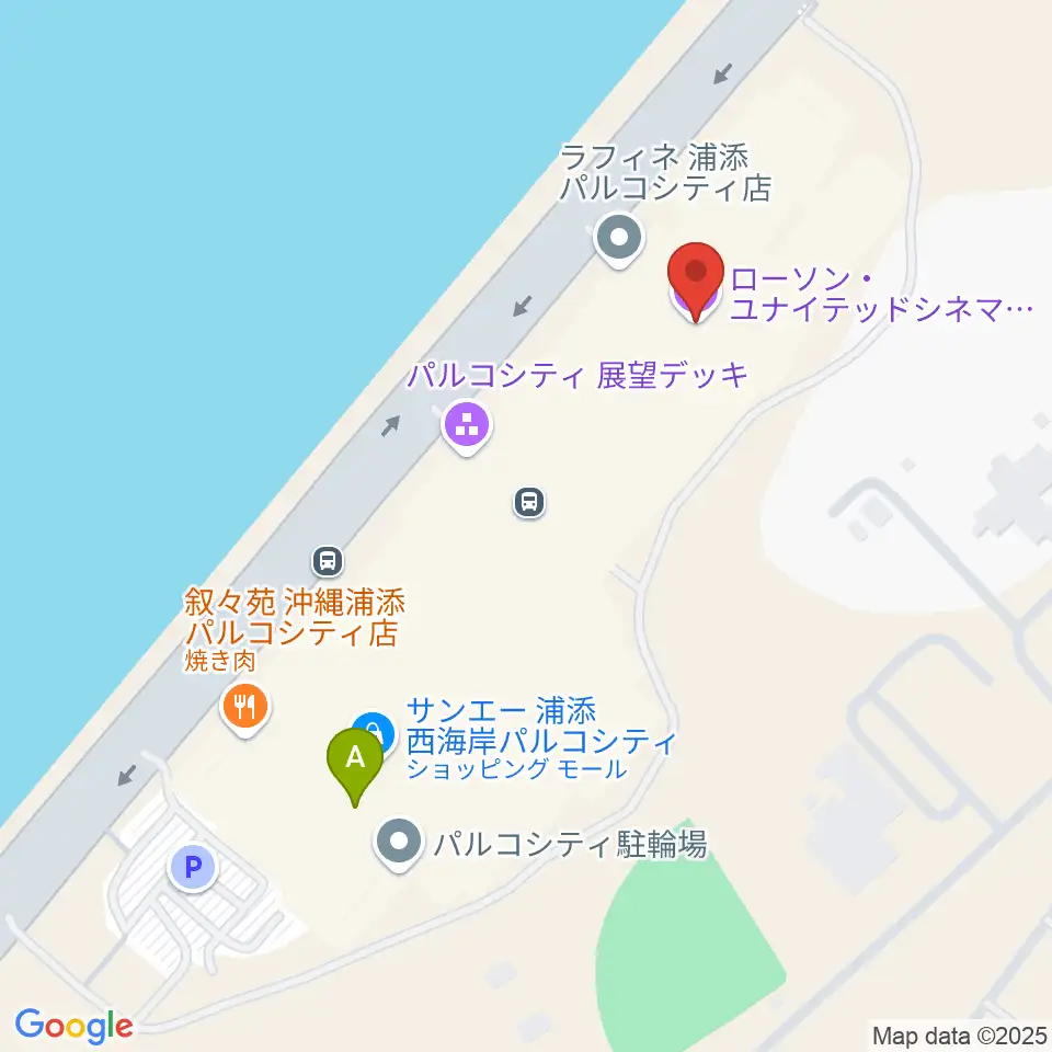 ローソン・ユナイテッドシネマPARCO CITY浦添周辺のコンビニエンスストア一覧地図