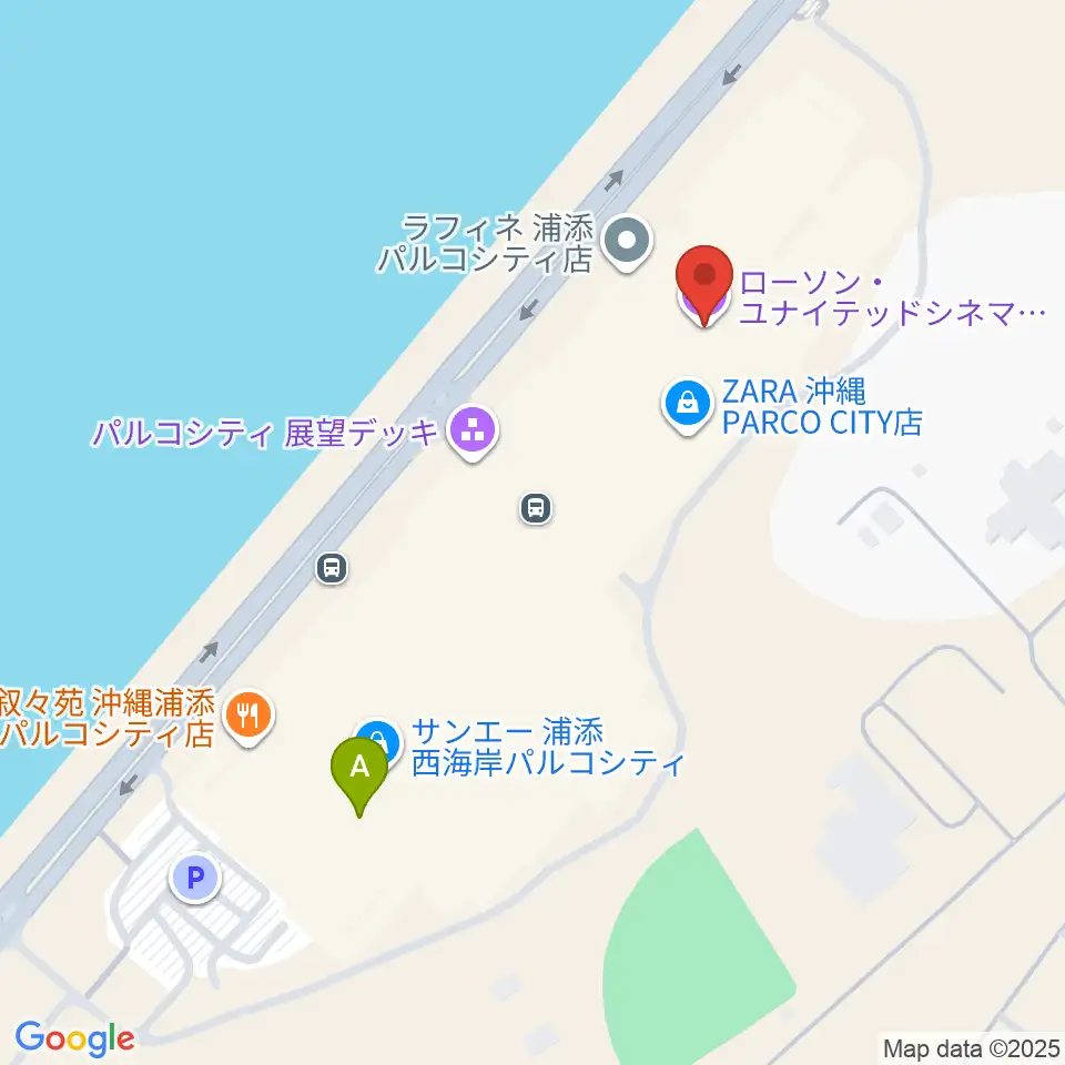 ローソン・ユナイテッドシネマPARCO CITY浦添周辺のコンビニエンスストア一覧地図