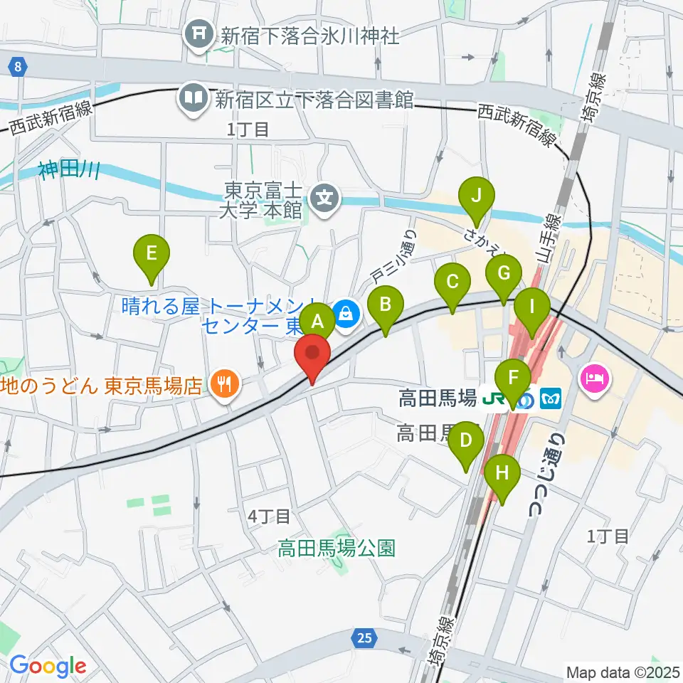 高田馬場フェリーハ音楽教室周辺のコンビニエンスストア一覧地図