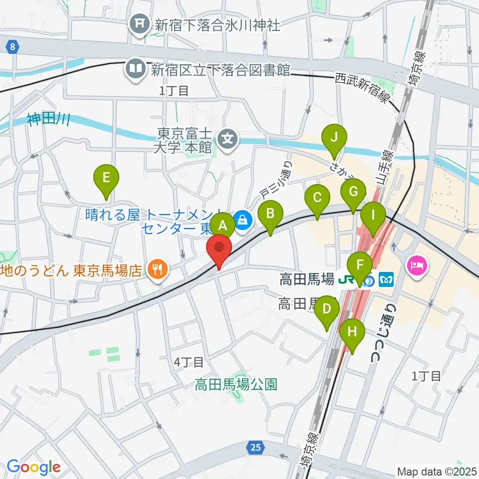 高田馬場フェリーハ音楽教室周辺のコンビニエンスストア一覧地図