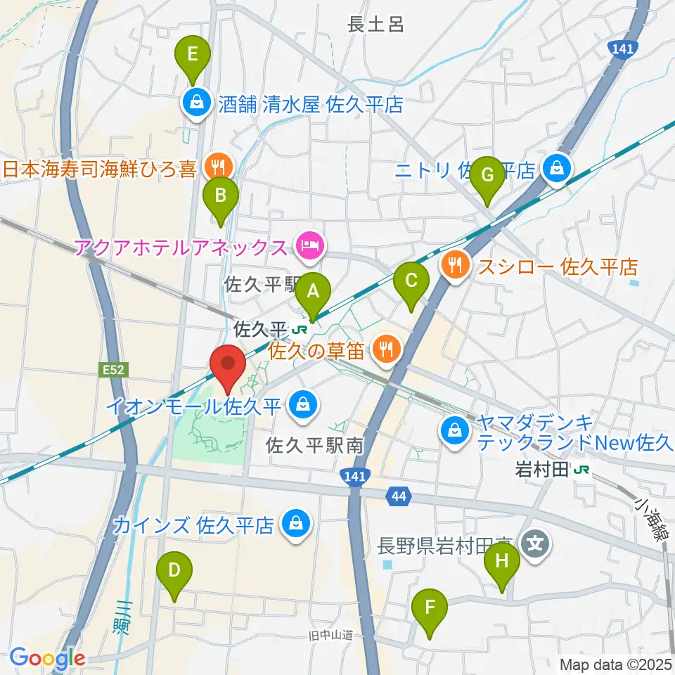 佐久平交流センター周辺のコンビニエンスストア一覧地図