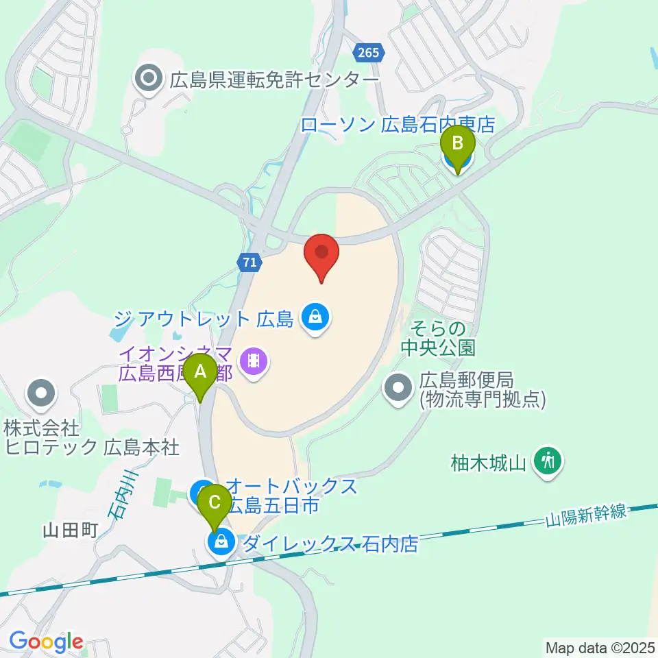 島村楽器アウトレット広島店周辺のコンビニエンスストア一覧地図