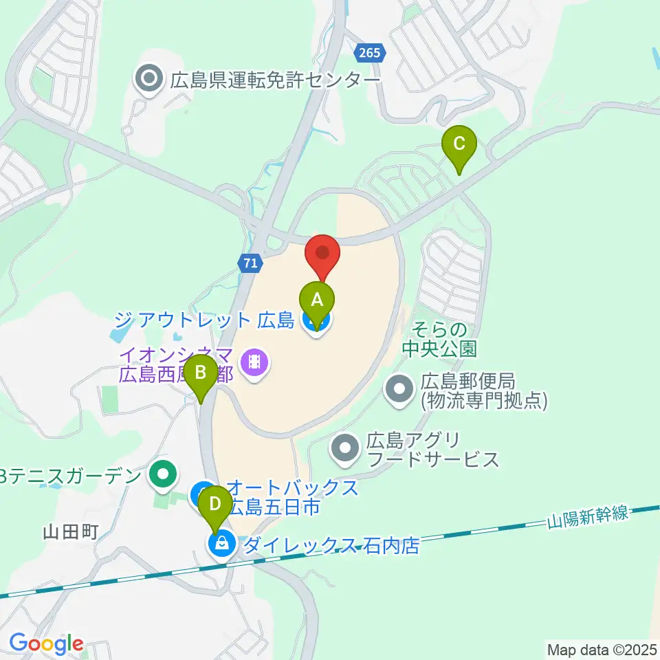 島村楽器アウトレット広島店周辺のコンビニエンスストア一覧地図