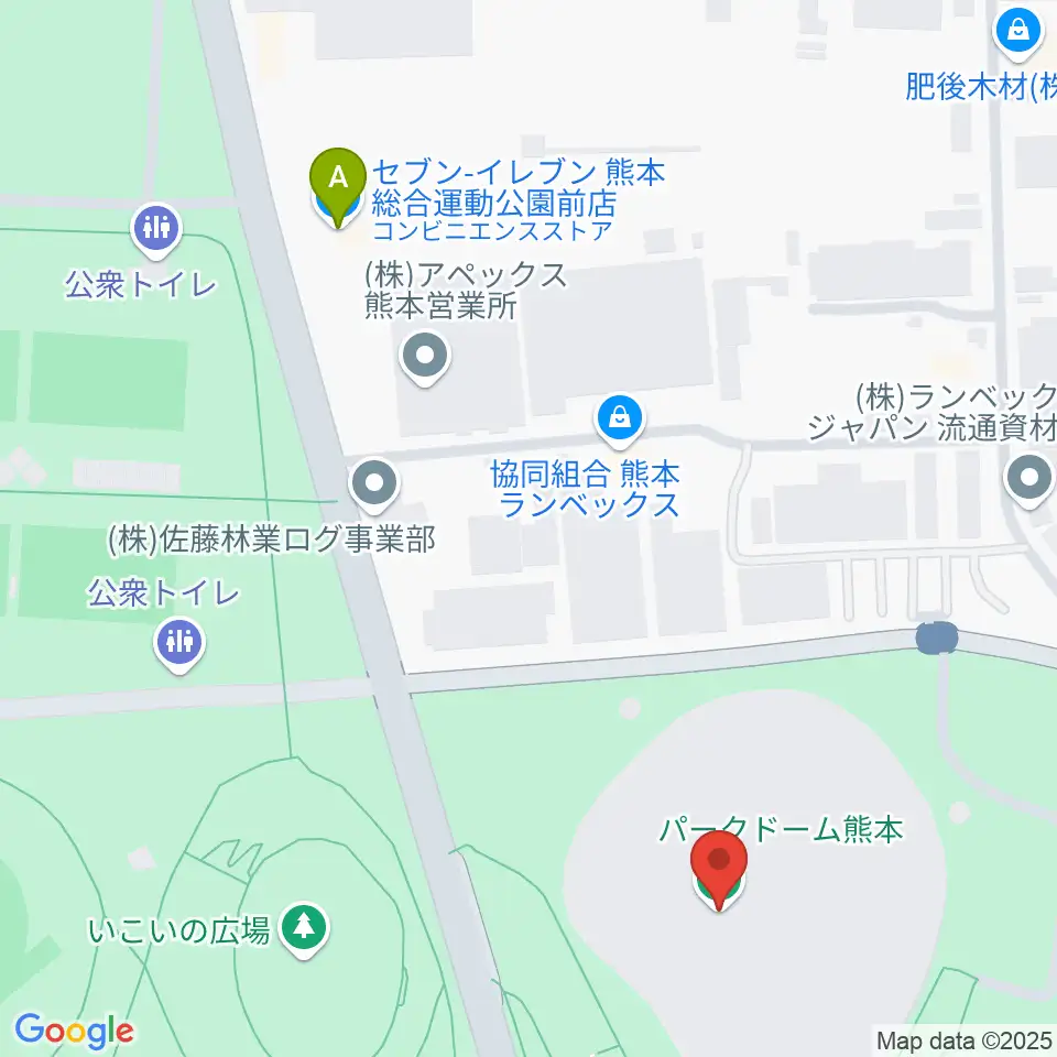 パークドーム熊本周辺のコンビニエンスストア一覧地図