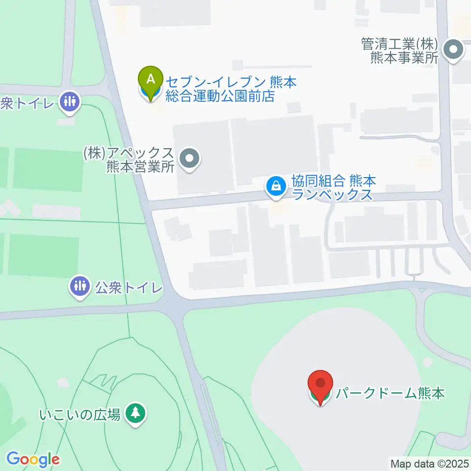 パークドーム熊本周辺のコンビニエンスストア一覧地図