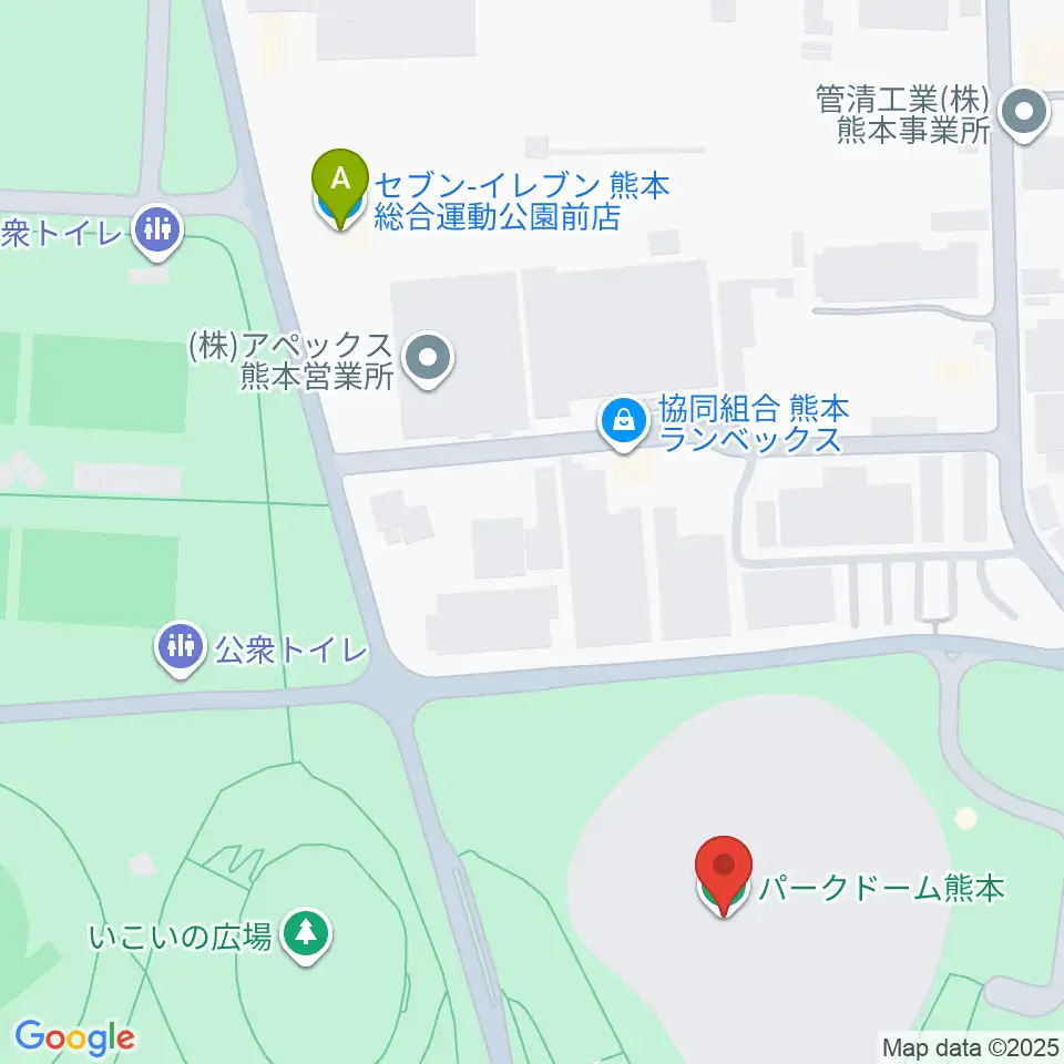 パークドーム熊本周辺のコンビニエンスストア一覧地図