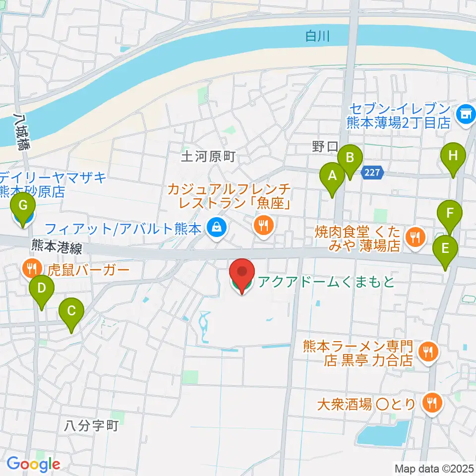 アクアドームくまもと周辺のコンビニエンスストア一覧地図
