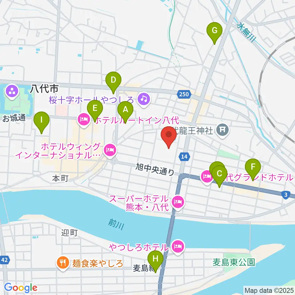 八代トヨオカ地建アリーナ周辺のコンビニエンスストア一覧地図