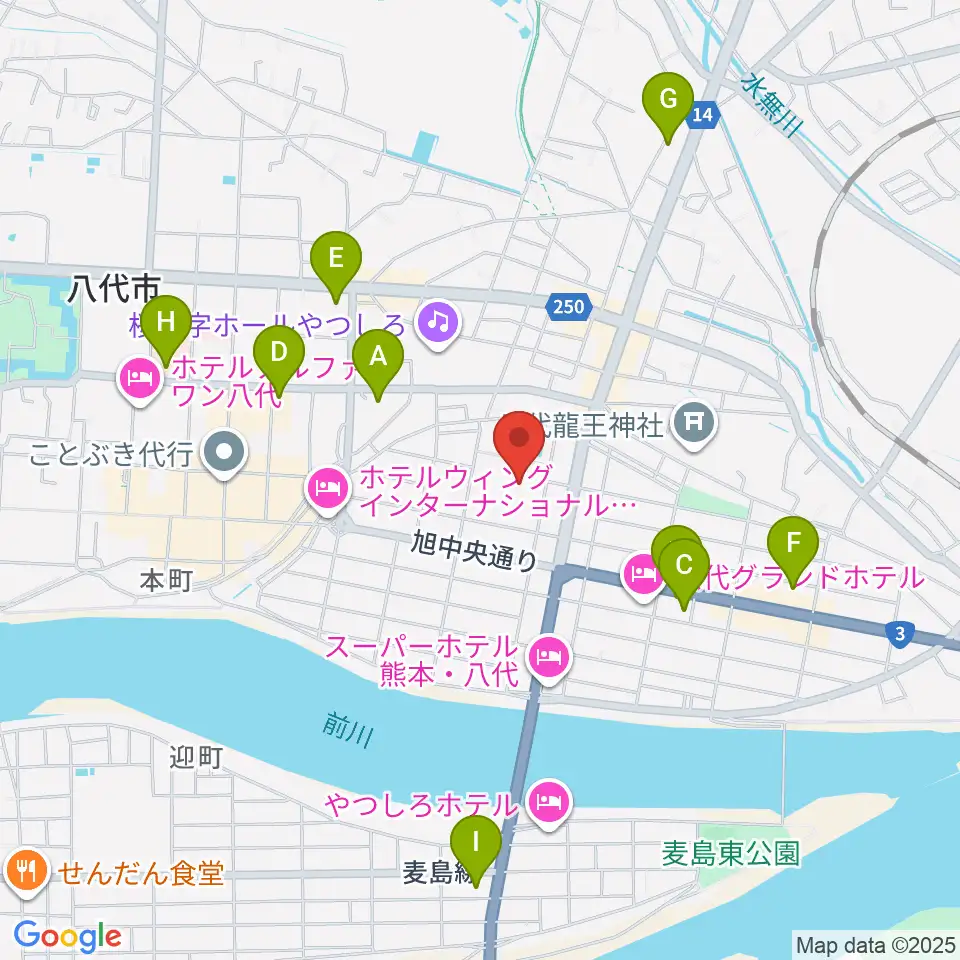 八代トヨオカ地建アリーナ周辺のコンビニエンスストア一覧地図