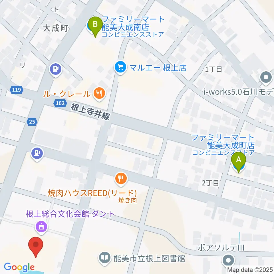 根上総合文化会館タント周辺のコンビニエンスストア一覧地図