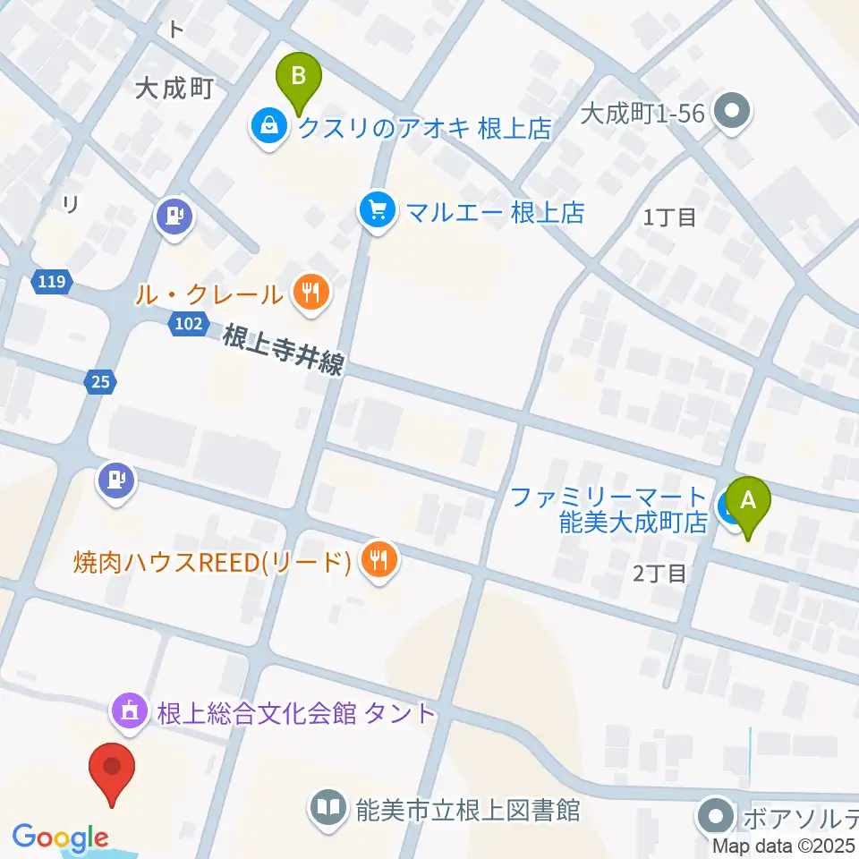 根上総合文化会館タント周辺のコンビニエンスストア一覧地図
