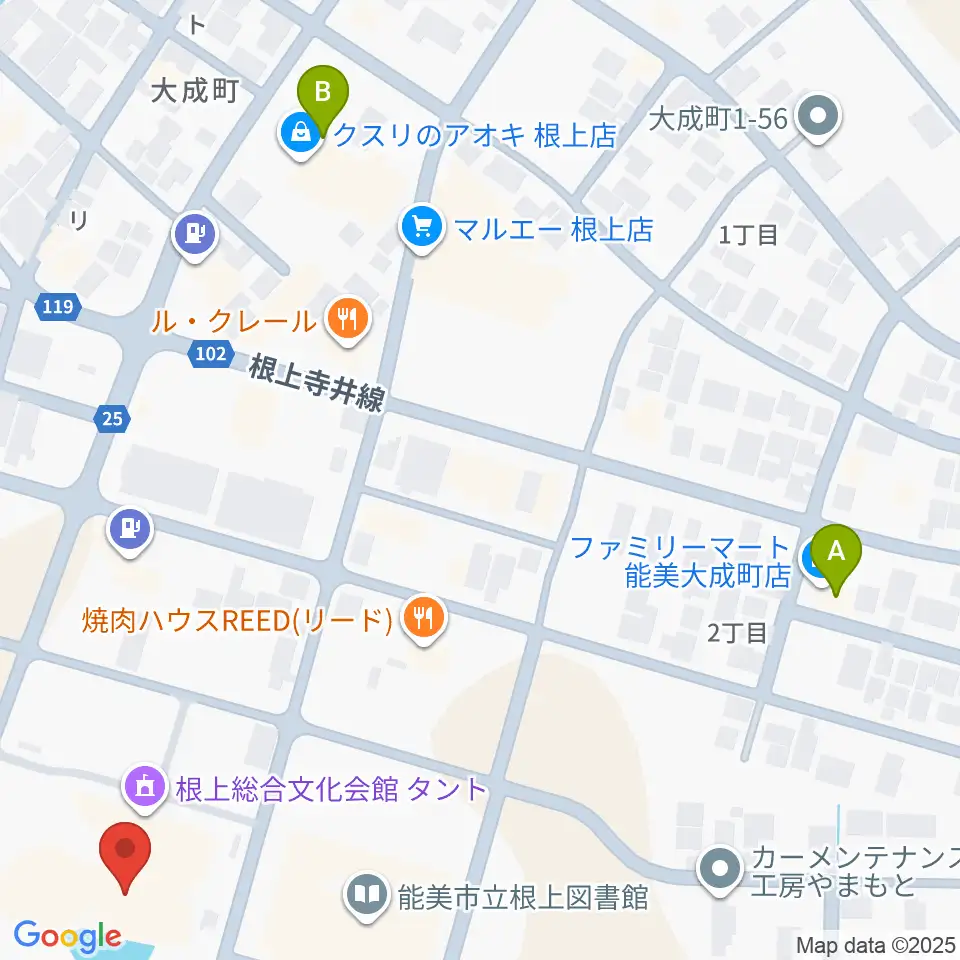根上総合文化会館タント周辺のコンビニエンスストア一覧地図