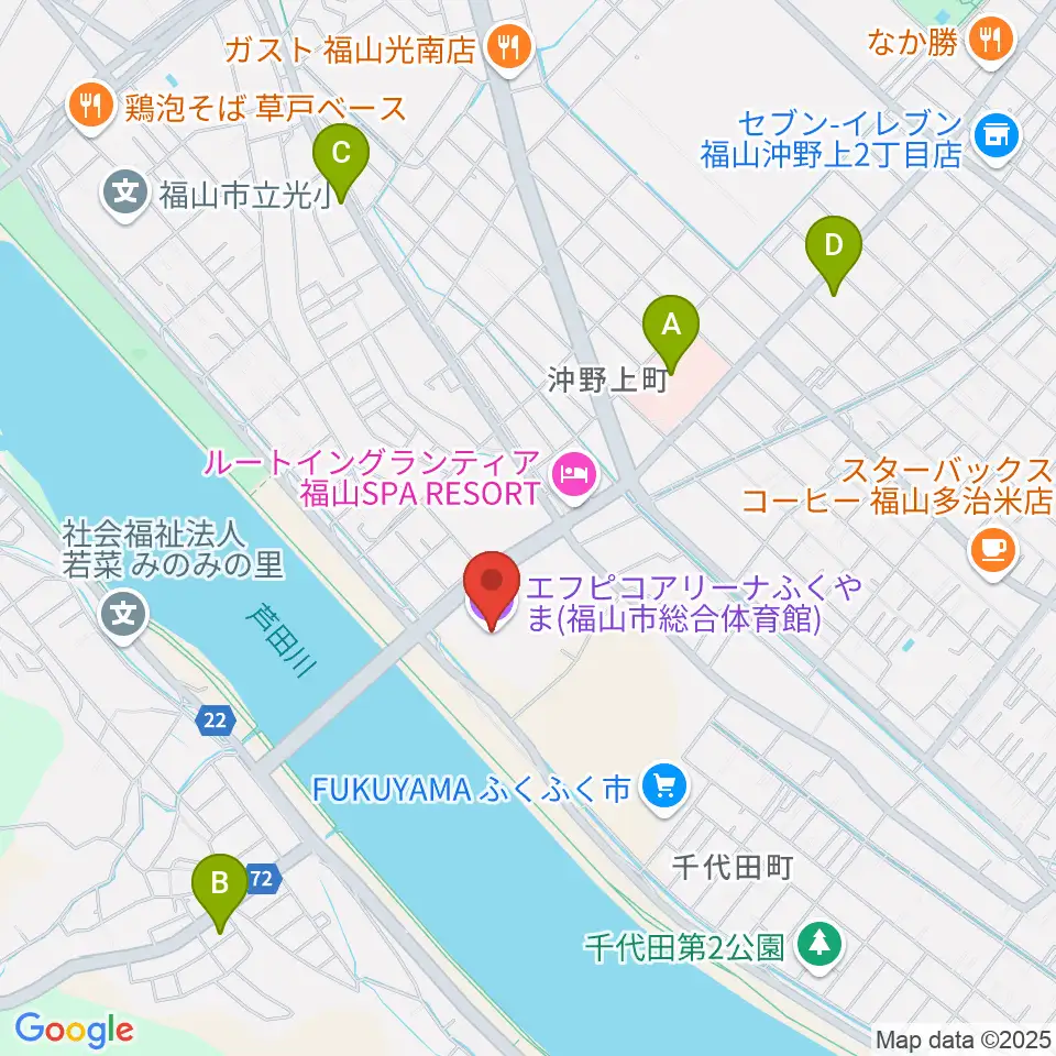 エフピコアリーナふくやま周辺のコンビニエンスストア一覧地図